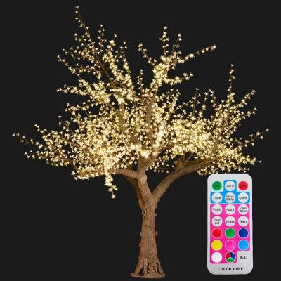 China LED lit tree 3.5M RGB flower tree lights color changing LED Cherry Lighted Tree Remote Control 2496 led for sale