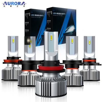 China Aurora 1+1 Design High power H4 H13 9004 9007 auto led headlight bulb 6500K fan great cooling light car bulb for sale