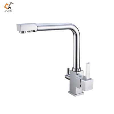 China Sense Faucets Square Taps Drinking Water Faucet Kitchen Three Way Faucet for sale