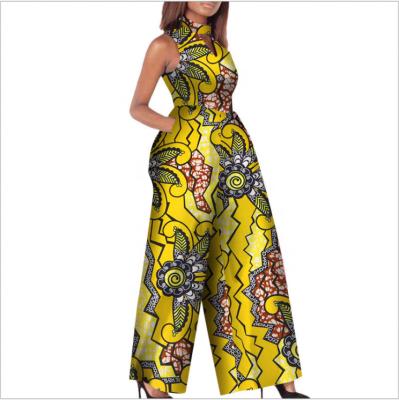 China Full African Printing Cotton Women Jumpsuit / Sleeveless Women Loose Pants Made From 100% Cotton Fabric for sale