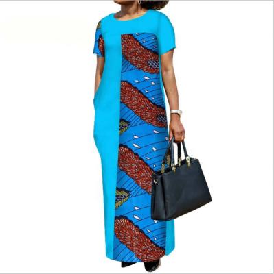 China Full Cotton African Women's Dress With African Waxed Fabric Print Dress for sale