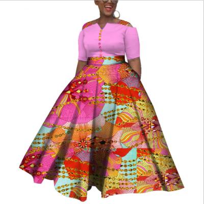 China 2019 Hot-selling Cotton African Women Loose Edge Dress With Dashiki Wax Print Fabric for sale