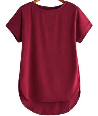 China Very good quality anti-shrink ladies high low curved edge tee for sale