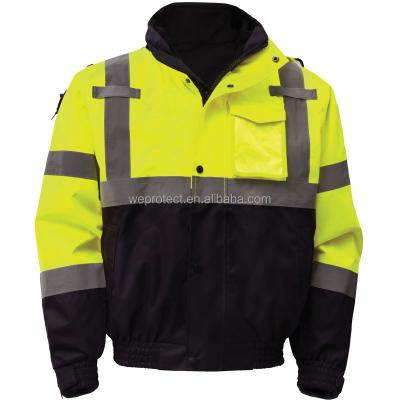 China Keep hi Vis Winter Safety Bomber Jackets warm with reflective strips for sale