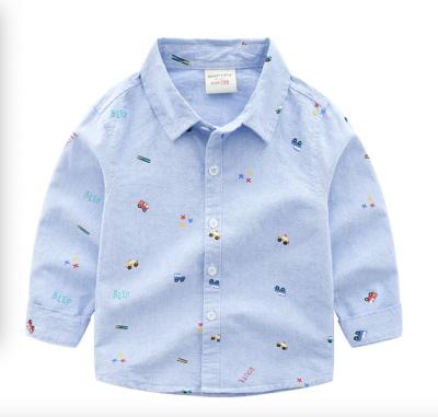 China Anti-pilling wholesale kids cartoon printing shirt oxford shirt for boy for sale