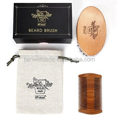 China Shaving brush beard brush and comb set for men - friendly gift box and nylon bag - the best beard kit for home and travel - great for wet or dry for sale