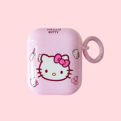 China Viable Pink Cute Cartoon Kitty kt Cat Case Hello For Apple Pro Max Silicone Bluetooth Wireless Ca Airpods 1/2 Earphone Case Protector for sale