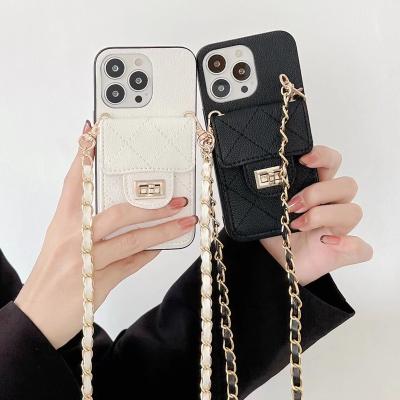 China Shockproof Cross-body Chain Card Bag Phone Case For iPhone Small Series Card Lock Key Ring Perfume Case for sale