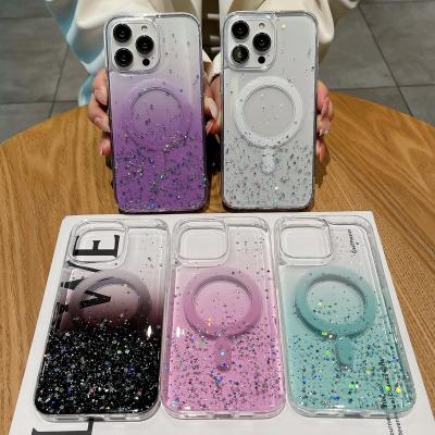 China Magnetic Glitter Shockproof Gradient Glitter Circle for Wireless Charger Case for iPhone 14 /13/12 Series for sale