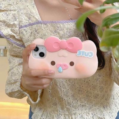 China Shockproof Phone Case For Iphone 11 Pro 13 14 12 Max Cover Luxury With Piggy Design Cell Silicone 7 Clear Mobile Magnetic Leather Cartoon for sale