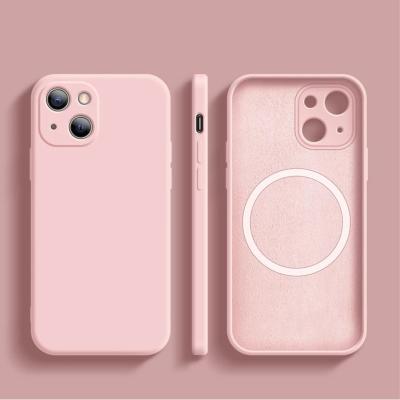 China New Shockproof Liquid Silicone Phone Cover Case Soft Magnetic Magnet For iPhone 12 13 mini pro max for sale