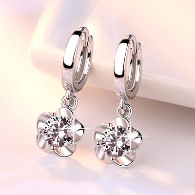 China Hot Selling Retro Style CLASSIC 925 Sterling Silver Earrings Jewelry High Quality Purple Simple White Zircon Earrings for sale