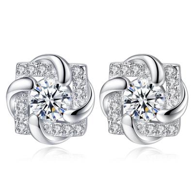 China CLASSIC 925 New High Quality Woman Fashion Jewelry Lucky Clover Crystal Zircon Hot Sale Stud Earrings New for sale