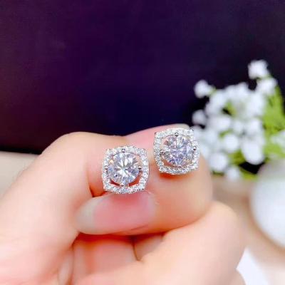 China CLASSIC Luxury Female Silver Color Vintage Double Stud Earrings Crystal Zircon Stone Earrings Fashion Jewelry For Women for sale