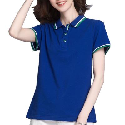 China 2022 New Wholesale Black Cotton Polo Shirts Breathable Sports Women Loose Plus Size Polo Shirts Custom Logo for sale