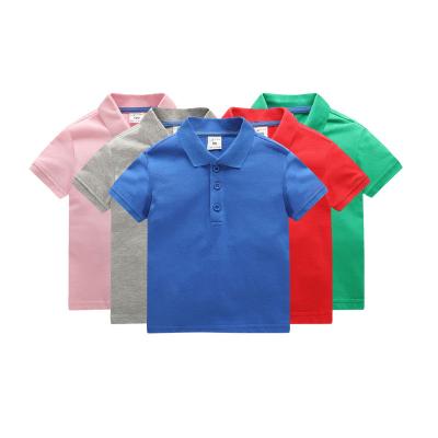 China 2022 New Children's Breathable Lapel Cotton T-shirt Summer Solid Color Polo Shirt Short Sleeve T-shirt for sale