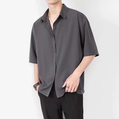 China 2022 breathable new style wholesale plus size mens shirts casual mens shirts short sleeve black shirt for men for sale