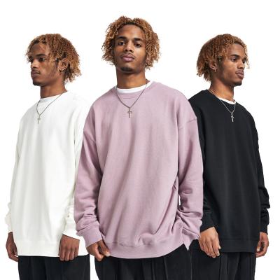 China 2022 New Breathable Men Clothes 370g Solid Color Round Neck Sweater Men's Couples Oversized Top for sale