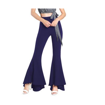 China New Style Women Elastic Waisted Fashion Womens High Waisted Pants Breathable Pants Flared Formal Trousers Pants For Women for sale