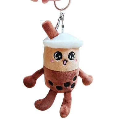 China Wholesale Stuffed Toys 2style Plush Head Chain Pendant For Bag 12 Cm Pearl Boba Milk Tea Plush Toy Doll for sale