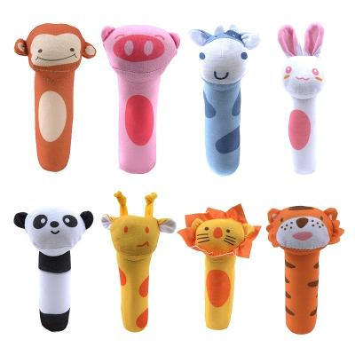 China Set of Cute Cartoon Educational Stuffed Animals Grip Stick BB Baby Plush Rattle Hand Bells Soft Toys for sale