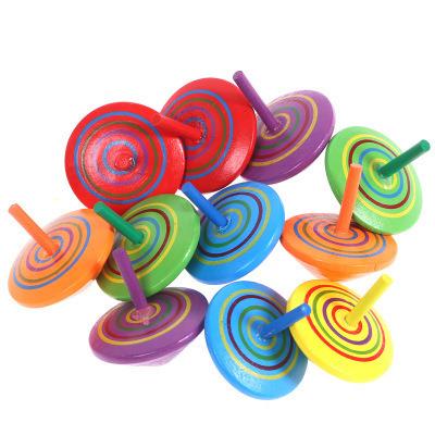 China Mini Spinning Top Colorful Kids Wooden Spinning Top Fingertip Juguete Promotional Classic Toy Gyroscope For Kids for sale