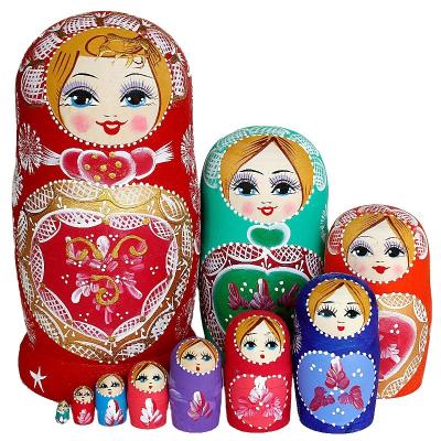 China Mini New Design Custom Wooden Lovely Luxury Russian Doll 10PCS Gift Exquisite Creative Matryoshka Doll For Children for sale