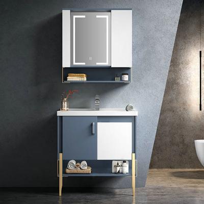 China 2020 Modern New Design Luxury Bathroom Cabinet With Mirror And LED Basin for sale