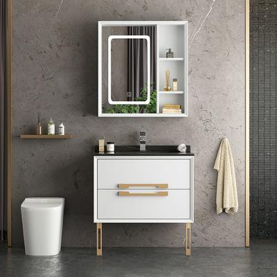 China 2020 Modern New Design White Color With Rock Table Bathroom Cabinet Cabinet for sale