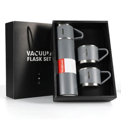 China PORTABLE 3Pcs Termo Vacuum Flask Set Stainless Steel Thermo 500ml/16.9oz Vacuum Insulated Thermal Bottle and Cups for Coffee for sale