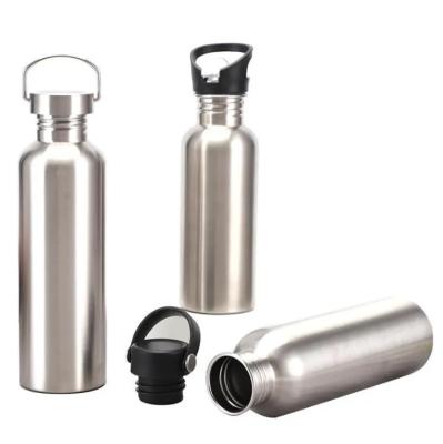 China Sustainable 750ml 1000ml metal flask lightweight stainless steel single wall water bottle sports water bottle for sale