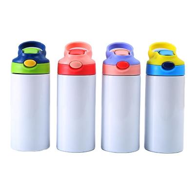 China Sustainable US warehouse 12oz 350ml Sublimation blanks kids Cup Stainless Steel Flip Top straight Water Bottle Kids sublimation tumbler for sale