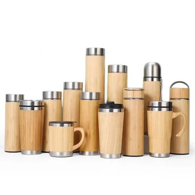 China PORTABLE Hot Sale Factory 350 ml 450 ml bamboo stainless steel water bottle thermo cup vacuum flask coffee cup for sale