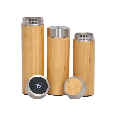 China PORTABLE Custom Eco-friendly Double Wall Stainless Steel Vacuum Insulated Water Bottle Bamboo Insulated Water Bottle for sale