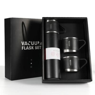 China PORTABLE Hot sale gift box set water bottle thermos with 2 cups stainless steel thermos bottle vacuum flask set for business holiday gift for sale