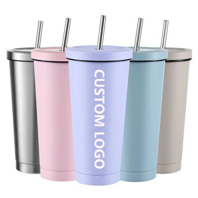 China Sustainable Reusable 750ml 25oz Stainless Steel Cup Vacuum Insulated Custom Logo Pastel Coffee Tumbler With Lid And Straw for sale