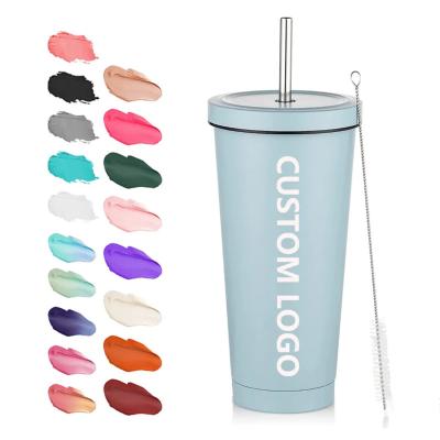 China Sustainable Home Office Insulated Custom Logo Vacuum Metal 304 Stainless Steel Coffee Mug 17oz 500ml Travel Cups With Lids And Straws for sale