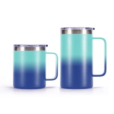 China Sustainable 12OZ Insulated Custom Sublimation Tumbler Vacuum Metal Tea Coffee Stainless Steel Mugs with Handle for sale