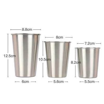 China Sustainable Classic Design 16oz Stainless Steel Cups Metal Shatterproof Stackable Pint Drinking Beer Cups for sale