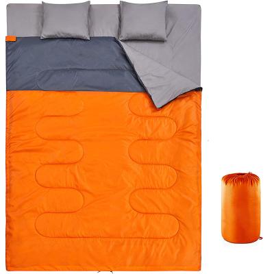 China Factory supply attractive price camping sleeping bag envelope type double with pillow can be separate for sale