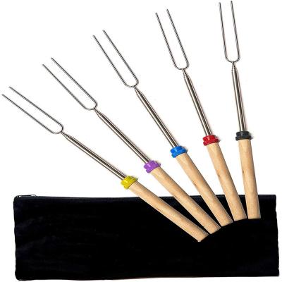 China Outdoor Gear Increasing Camping Marshmallow Sticks Kit Extending Roaster 32 Inch Set 8 Stainless Steel Telescoping Skewer Smores for sale