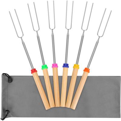 China Outdoor Gear Increasing Camping Marshmallow Roasting Sticks Extendable Forks Telescoping Smores Skewers for Smores and Hot Dog Fire Pit for sale