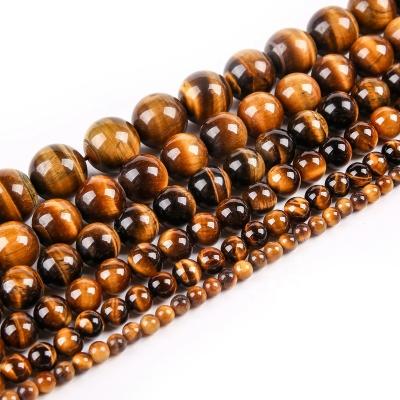 China Crystal Natural Tiger's Eye Round Beads Loose Chain Beads For DIY Necklace Bracelet Jewelry Making Wholesale Gemstone Bead Accessory for sale