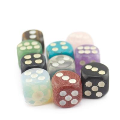 China Business Gifts Stone Crystal Cube Dice Bar Nightclub KTV Entertainment Die Collection Open Hand Divination Polyhedral Stone Die Cut for sale