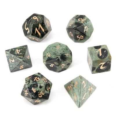 China Business Gifts Natural Kambaba Jasper Carved Dungeons and Dragons Game Number Dies Collection Customized Role Playing Game Polyhedron Stone Dies Set for sale