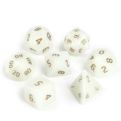 China Business Gifts Bright Blue-Ray Stone Dies 7pcs/set Professional Custom Handmade Engrave Dragons Game Number RPG Polyhedral Dungeons and Dies for sale