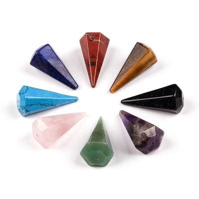 China Europe Natural Pendulum Pendant Accessories 15mmx35mm Crystal Hexagonal Conical Gemstone Jewelry Wholesale for sale