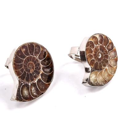 China BOHEMIA Natural Conch Shell Adjustable Fashion Ring Natural Spotted Conch Personality Men's Fossil Ring Charm Reiki Healing Jewelry Women for sale