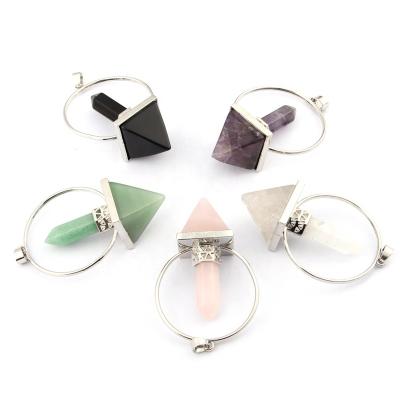 China CLASSIC Natural Hypnotist Divination Crystal Pyramid Hexagonal Column Pendant Necklace Jewelry Reiki Healing Pendulum Amulet Props Stone for sale