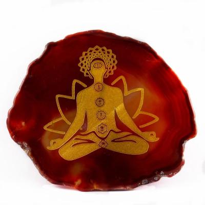 China India Natural Red Agate Engrave Chakras Rune Crafts Meditation Ornaments Office Indian Home Yoga Reiki Healing Desk Decoration for sale